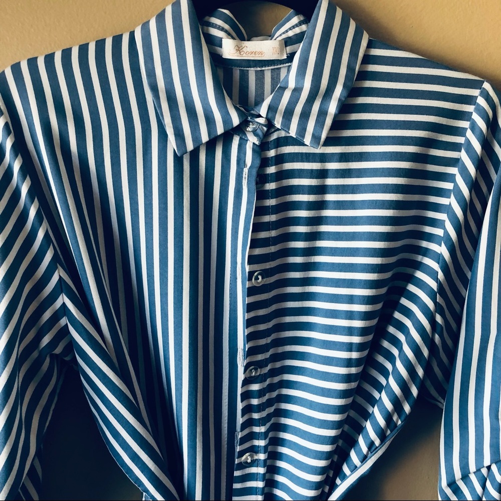 Long Sleeved Ladies Striped Tunic Blouse